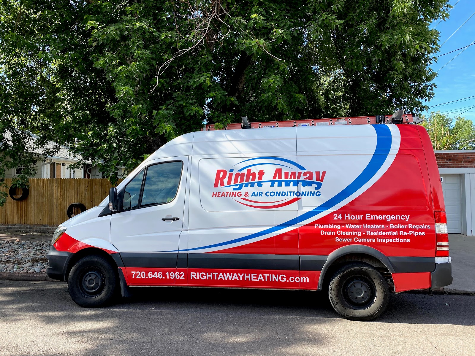 Right Away Heating service van and crew in Denver